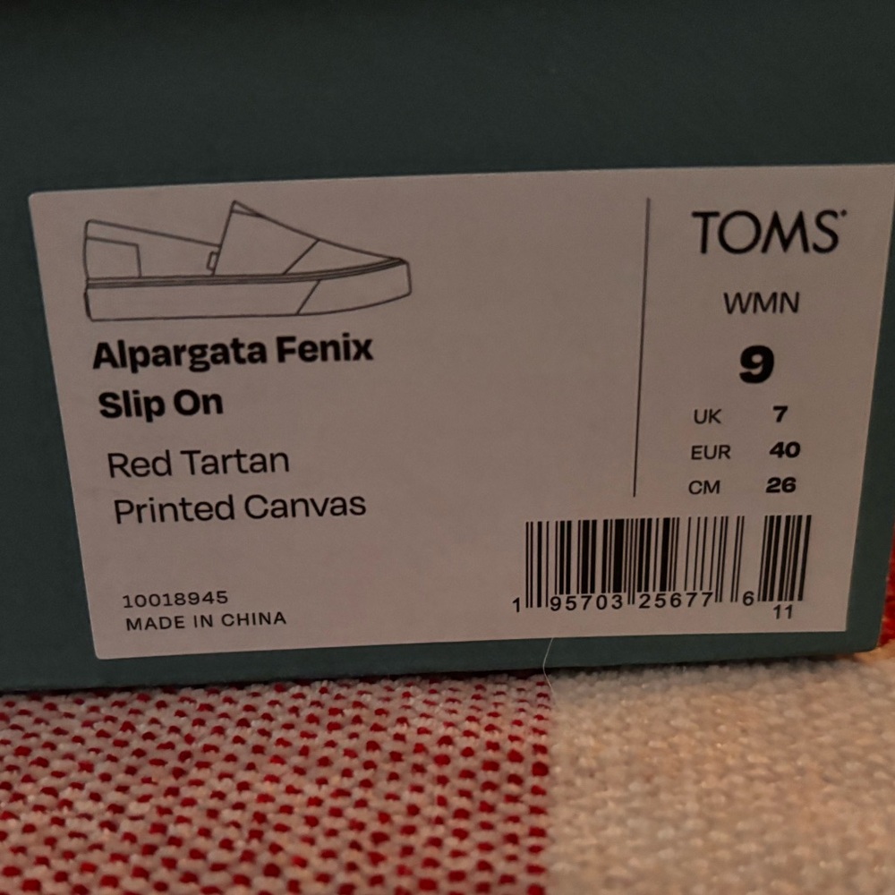 TOMS Alpargata Fenix Slip On - Red Tartan - Picture 3 of 4
